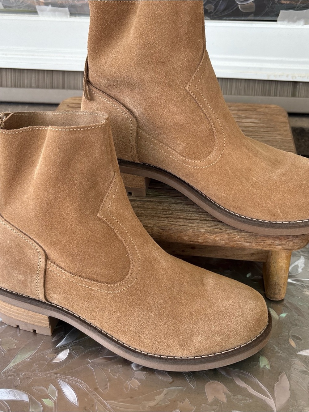 Women's Suede Ankle Booties in Tan — Stylish Everyday Comfort 9
